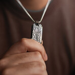 Duxot Marcel Stainless Steel + Argent Meteorite Dog Tag Necklace // 25.6"