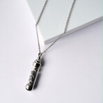 Duxot Marcel Stainless Steel + Muonionalusta Meteorite Drops Pendant Necklace // 25.6"