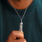 Duxot Marcel Stainless Steel + Campo Meteorite Dust Pendant Necklace // 25.6"