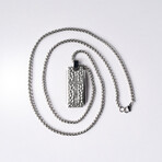 Duxot Marcel Stainless Steel + Argent Meteorite Dog Tag Necklace // 25.6"