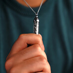 Duxot Marcel Stainless Steel + Muonionalusta Meteorite Drops Pendant Necklace // 25.6"