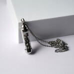 Duxot Marcel Stainless Steel + Muonionalusta Meteorite Drops Pendant Necklace // 25.6"