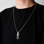 Duxot Accelero Stainless Steel + Ebony Wood + Meteorite Dog Tag Necklace // 25.6"