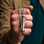 Duxot Marcel Stainless Steel + Campo Meteorite Dust Pendant Necklace // 25.6"