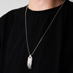 Duxot Marcel Stainless Steel + Argent Meteorite Dog Tag Necklace // 25.6"