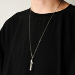 Duxot Marcel Stainless Steel + Campo Meteorite Dust Pendant Necklace // 25.6"