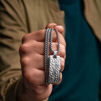 Duxot Marcel Stainless Steel + Argent Meteorite Dog Tag Necklace // 25.6"