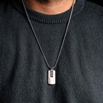 Duxot Accelero Stainless Steel + Meteorite Dog Tag Necklace // 25.6"