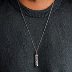 Duxot Marcel Stainless Steel + Muonionalusta Meteorite Drops Pendant Necklace // 25.6"