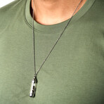 Duxot Marcel Stainless Steel + Campo Meteorite Dust Pendant Necklace // 25.6"