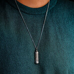 Duxot Marcel Stainless Steel + Campo Meteorite Dust Pendant Necklace // 25.6"