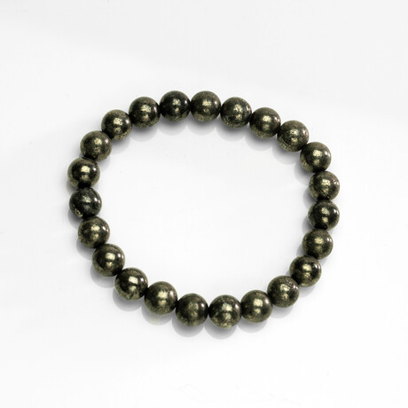 Genuine Pyrite 8mm Beaded Stretch Bracelet