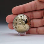 Genuine Polished Pyrite Sphere + Acrylic Display Stand