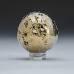 Genuine Polished Pyrite Sphere + Acrylic Display Stand