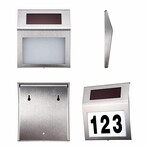 Solar LED Address Sign // Stainless Steel House Number Light // White LEDs
