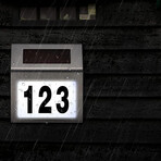 Solar LED Address Sign // Stainless Steel House Number Light // White LEDs