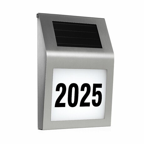Solar LED Address Sign // Stainless Steel House Number Light // White LEDs