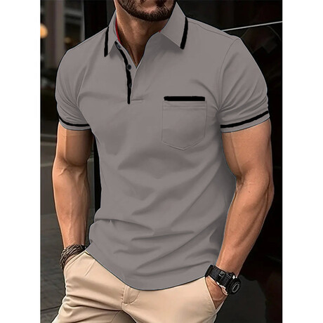 Tipped Short Sleeve Polo Shirt // Dark Gray (XS)