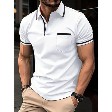 Tipped Short Sleeve Polo Shirt // White (XS)