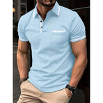 Tipped Short Sleeve Polo Shirt // Light Blue (XL)