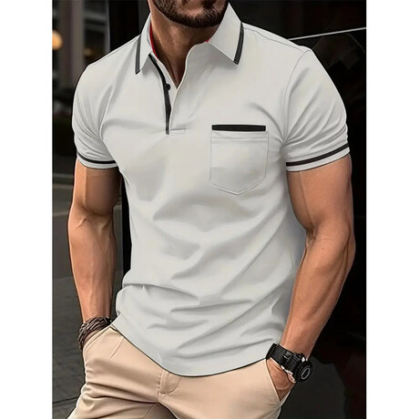 Tipped Short Sleeve Polo Shirt // Light Gray (XS)