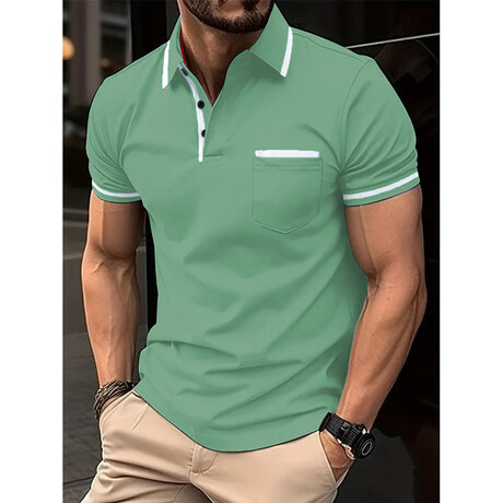 Tipped Short Sleeve Polo Shirt // Green (XS)