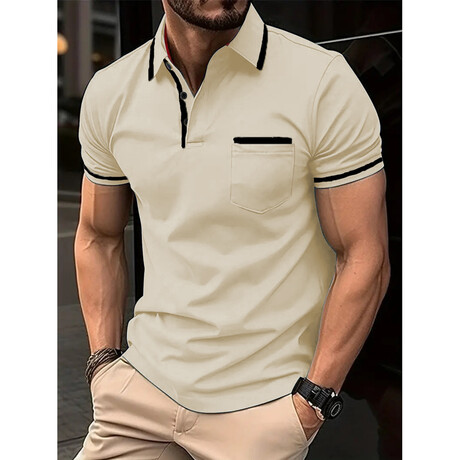 Tipped Short Sleeve Polo Shirt // Apricot (XS)