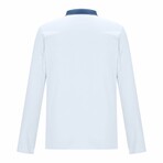 Blue Collar & Pocket Long Sleeve Shirt // White (M)