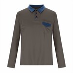 Blue Collar & Pocket Long Sleeve Shirt // Gray (L)