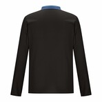 Blue Collar & Pocket Long Sleeve Shirt // Black (2XL)