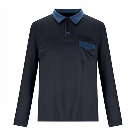 Blue Collar & Pocket Long Sleeve Shirt // Navy (XS)