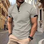 Mandarin Collar Short Sleeve Polo Shirt // Gray (M)