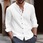 Henley Long Sleeve Button-Down // White (XL)