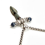 Ancient Greek Arrowhead // Silver and Sapphire Pendant