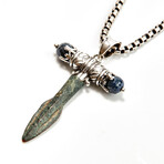 Ancient Greek Arrowhead // Silver and Sapphire Pendant