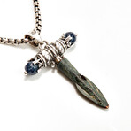 Ancient Greek Arrowhead // Silver and Sapphire Pendant
