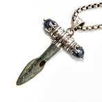 Ancient Greek Arrowhead // Silver and Sapphire Pendant