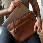 Tech Leather Laptop Sleeve // Sadle Brown