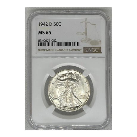 1942 D - DENVER - WALKING LIBERTY HALF DOLLAR NGC MS 65