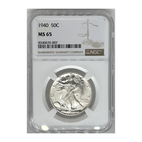 1940 P - PHILADELPHIA - WALKING LIBERTY HALF DOLLAR NGC MS 65 # 007