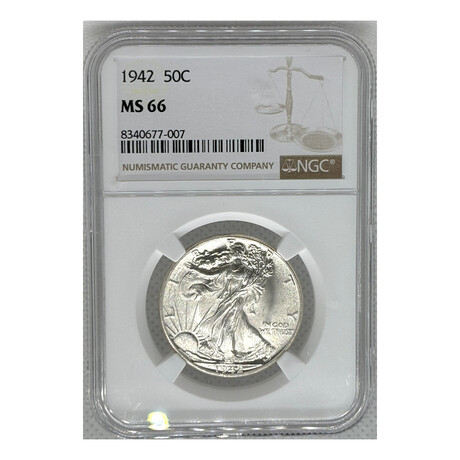 1942 P - PHILADELPHIA - WALKING LIBERTY HALF DOLLAR NGC MS 66
