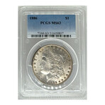 1886 -P - PHILADELPHIA MORGAN DOLLAR MINT STATE 63