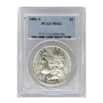 1881 - S - SAN FRANCISCO MORGAN DOLLAR NGC MS 63
