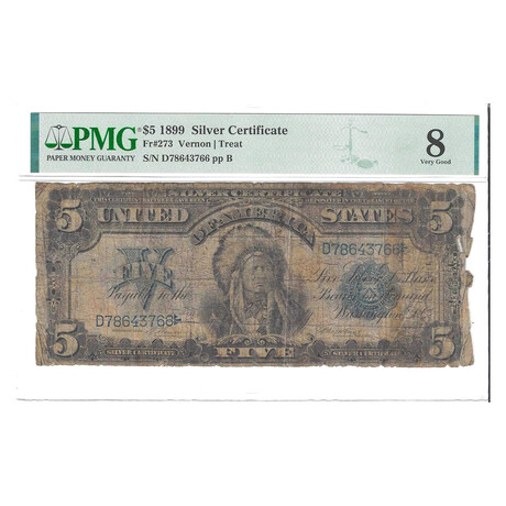 1899 $ 5 Silver Certificate Chief PMG 8 # 766