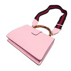 Gucci // Leather + Bamboo Handle Handbag // Rose + Navy + Red // Pre-Owned