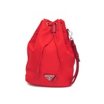 Prada // Nylon + Leather Drawstring Pouch Purse // Red // Pre-Owned