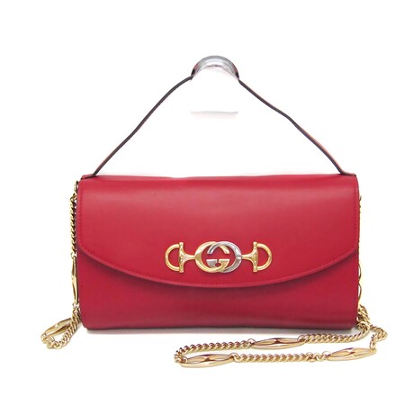 Gucci // Zumi Leather Chain Baguette Bag // Red // Pre-Owned