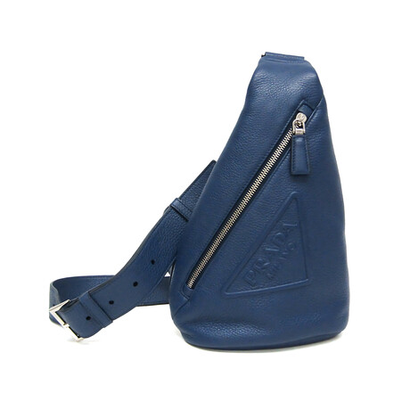Prada // Leather Vitello Daino Sling Crossbody Bag // Navy Blue  // Pre-Owned