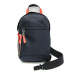 Prada // Tessuto Crossbody Single-Strap Backpack // Black + Navy Blue + Orange // Pre-Owned