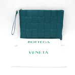 Bottega Veneta // Intrecciato Woven Leather Clutch Zip Pouch // Emerald Green // Pre-Owned